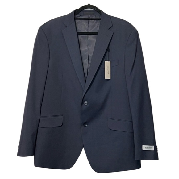 Kenneth Cole REACTION Techni-Cole Stretch Slim Fit Blazer Navy Blue‎ 44R NWT